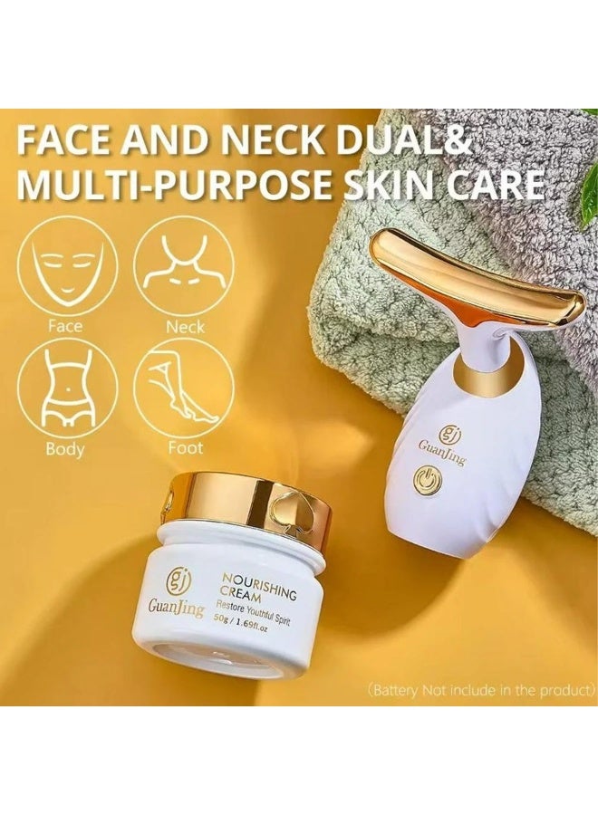 GuanJing Nourishing Lifting Electric Facial Massager with Cream, Face and Neck Sculpting Device Reduces Fine Lines Firms Sagging Skin Improves Elasticity Smooth Hydrated Youthful Glow - Image 4