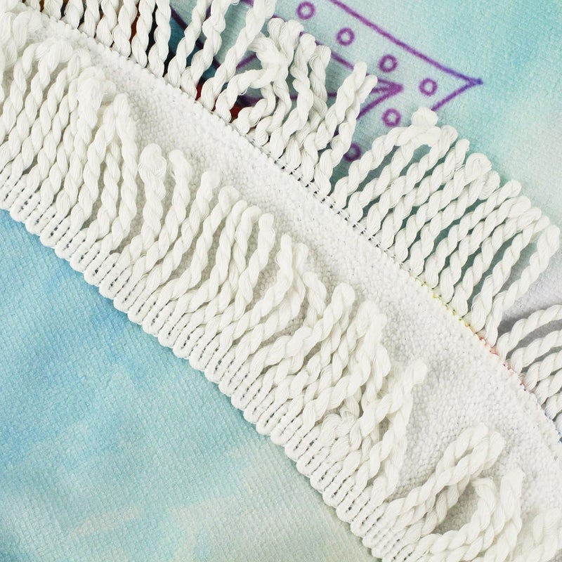 Violet Mist Round Roundie Unicorn Beach Towels Indian Mandala Boho Soft Microfiber Thick Tapestry Table Cloths Blankets Throw Picnic Yoga Mat Terry with Fringe Tassels 59 Inches (Elephant 2) - Image 3