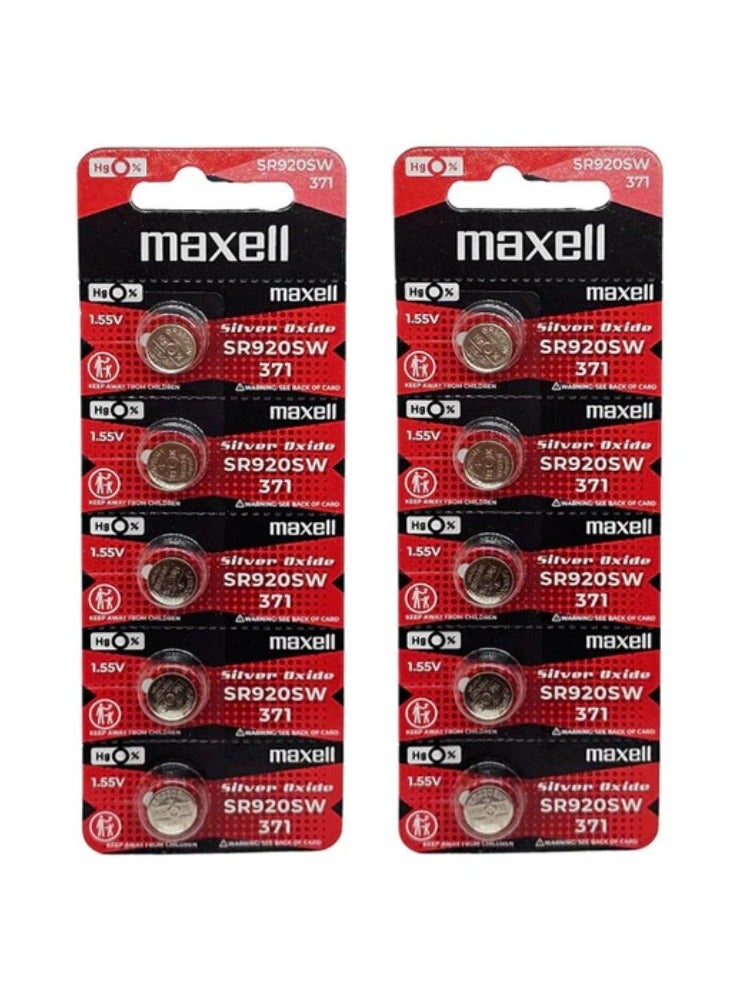 Maxell 10-Pieces Maxell SR920SW / 371 Silver Oxide Hg0% 1.55V (maxell) Japan Batteries