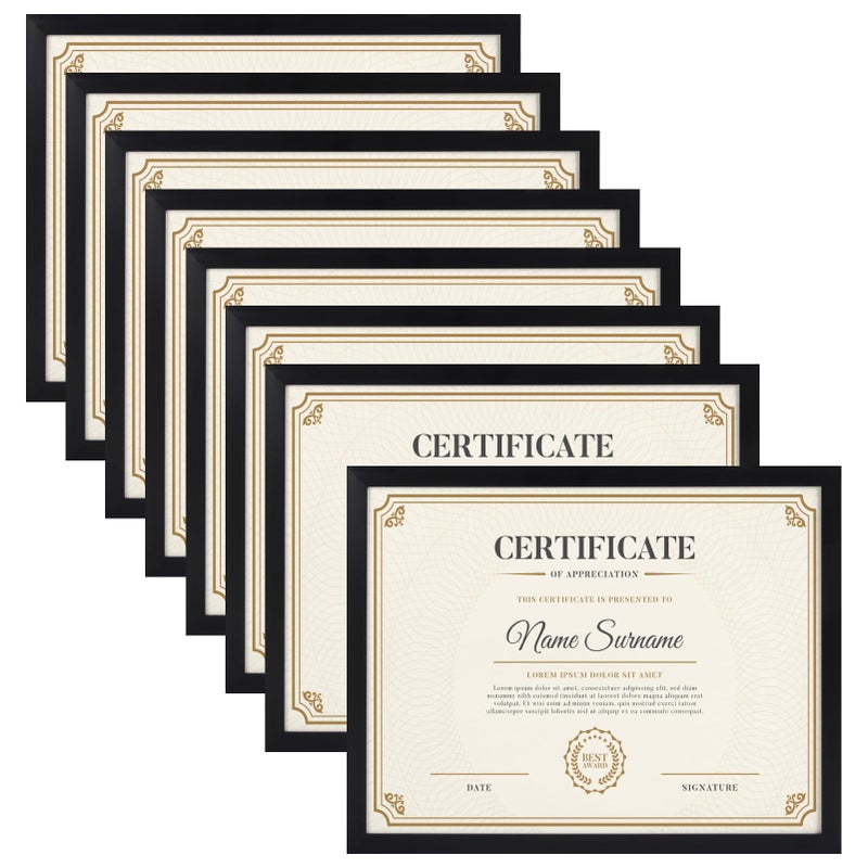 Wtrgas 8.5x11 Black Picture Frames Set of 8, 8.5 by 11 Picture Frame for Award Certificate and Diploma Display on Wall or Tabletop - Image 1