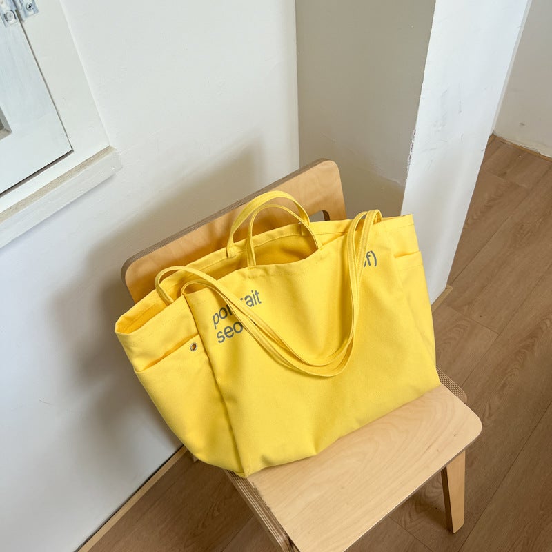 Korean Style Tote Bag 2026 Summer Minimalist Letter Print - Image 3