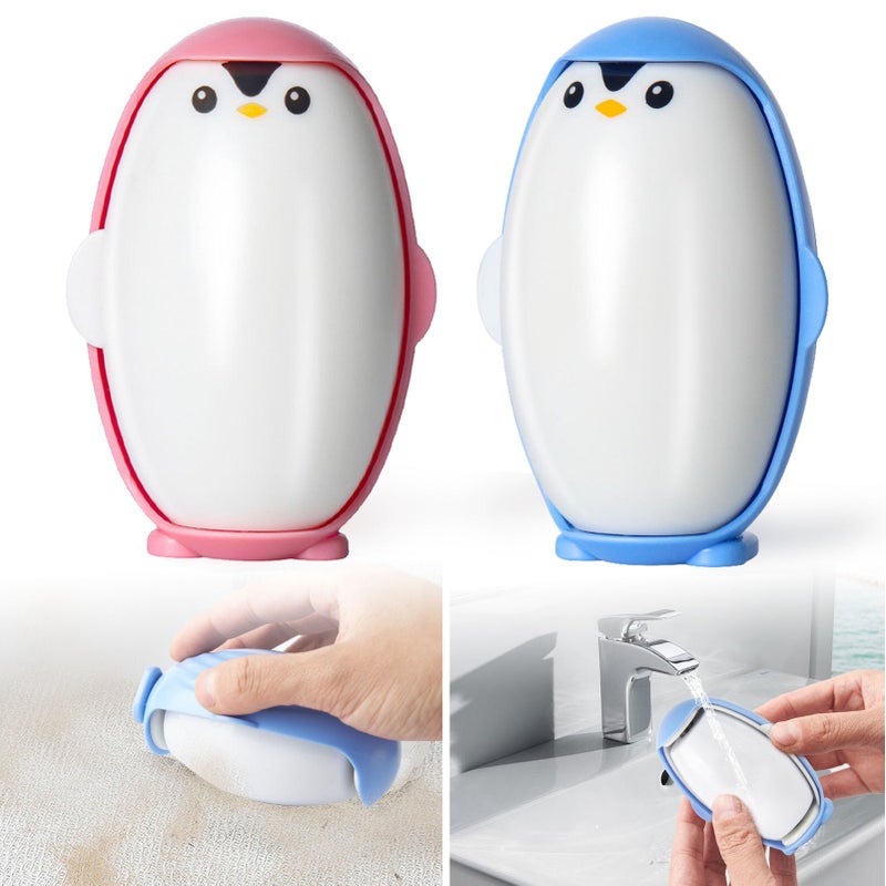 Reusable Gel Lint Roller, Washable Sticky Pet Hair Remover, Portable Mini Penguin Hair Cleaner Remover with Cover for Clothes, Pet Hair, Dust Fuzz Fur for Travel Household 2Pack - Image 1