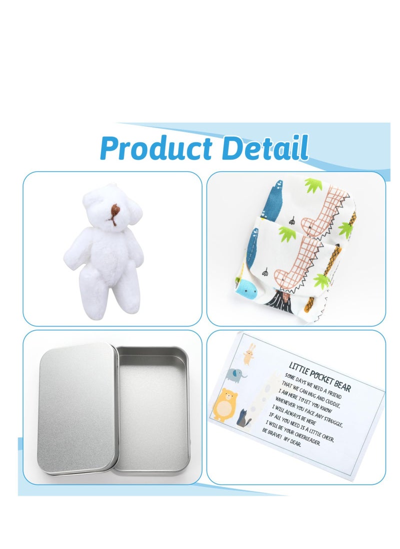Excefore A Little Pocket Bear in a Tin Box, Hug Teddy Bear, Mini Animal Pocket Hug Bear, Fuzzy Mini Teddy Bears, for Valentines, Graduation, Birthday, Wedding (White)  - Image 3