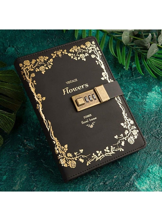 LENND Notebook, Code Book, Leather Journal, Blank Diary Pages, Lined Journal Book -  Reusable Hardcover Journal (Color: Black) - Image 2