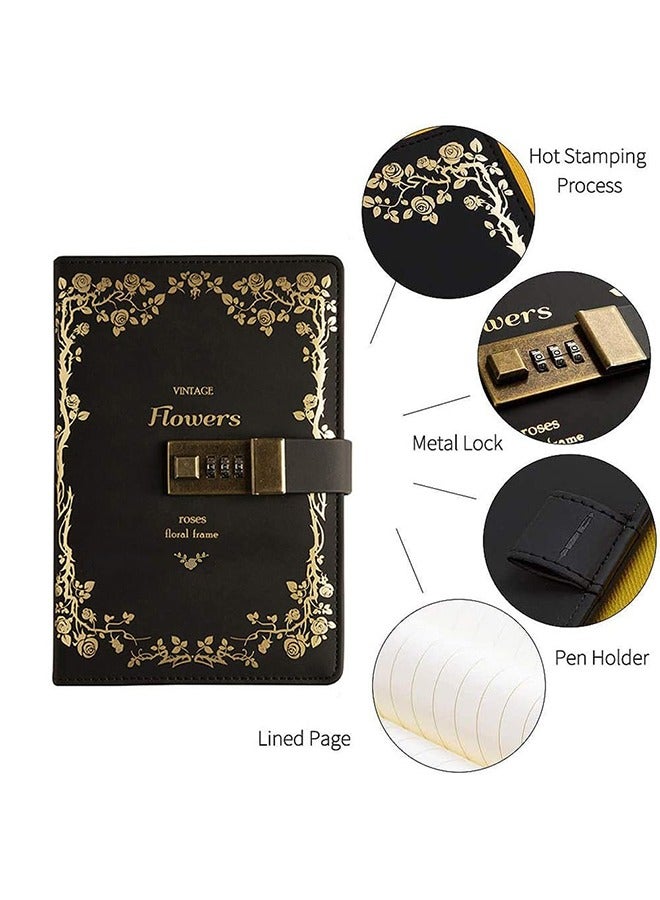 LENND Notebook, Code Book, Leather Journal, Blank Diary Pages, Lined Journal Book -  Reusable Hardcover Journal (Color: Black) - Image 3