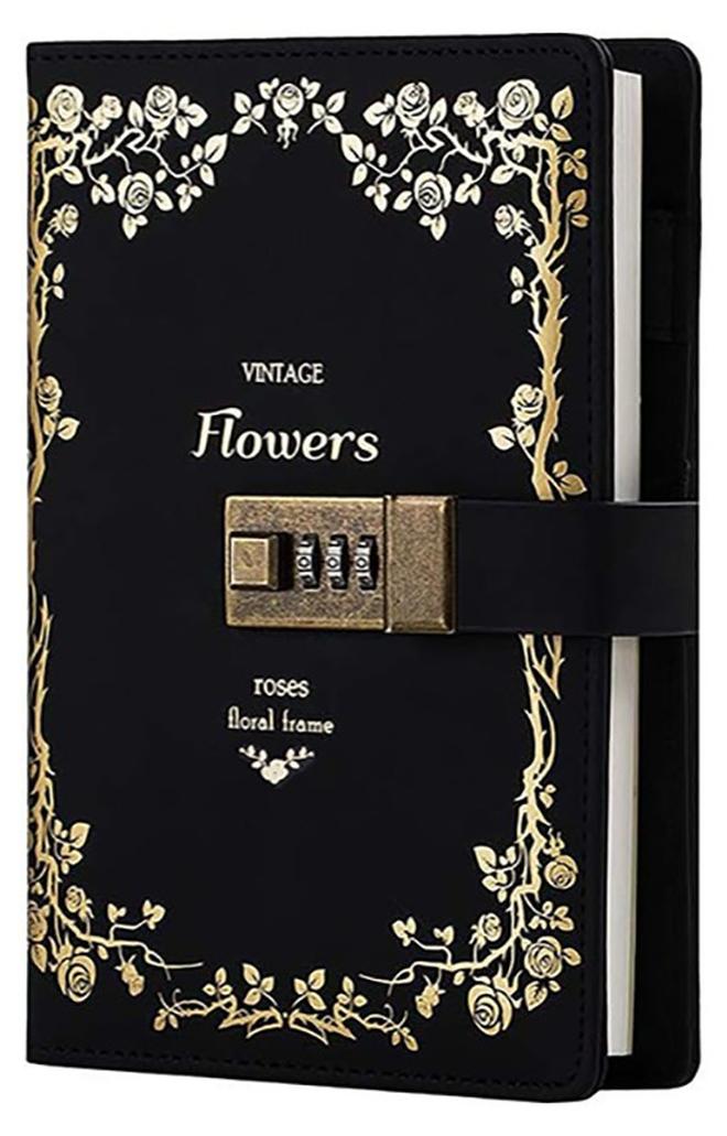 LENND Notebook, Code Book, Leather Journal, Blank Diary Pages, Lined Journal Book -  Reusable Hardcover Journal (Color: Black) - Image 1