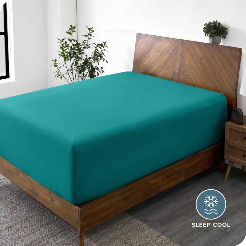 Bare Home Twin Extra Long Fitted Sheet - Extra Deep Pocket Fitted Sheet - Premium 1800 Microfiber - Ultra-Soft Wrinkle Free - Twin XL Deep Pocket Sheet (Twin XL - 11"" to 22"" Pocket  Emerald) - Image 3