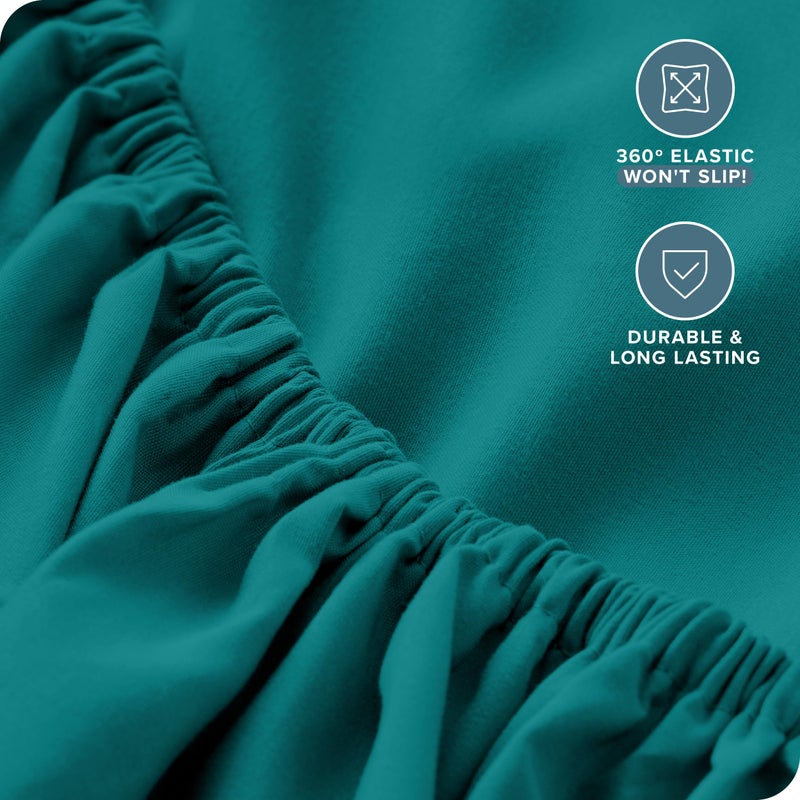 Bare Home Twin Extra Long Fitted Sheet - Extra Deep Pocket Fitted Sheet - Premium 1800 Microfiber - Ultra-Soft Wrinkle Free - Twin XL Deep Pocket Sheet (Twin XL - 11"" to 22"" Pocket  Emerald) - Image 4