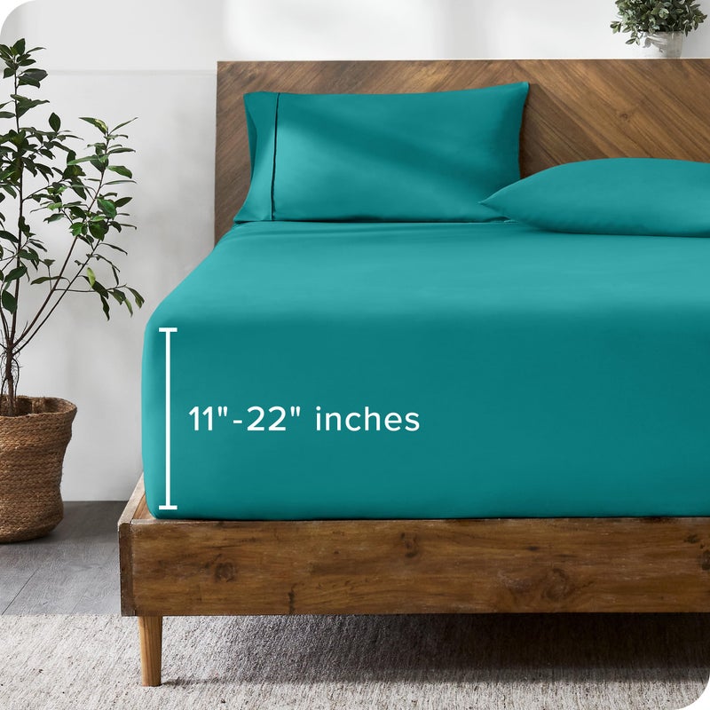 Bare Home Twin Extra Long Fitted Sheet - Extra Deep Pocket Fitted Sheet - Premium 1800 Microfiber - Ultra-Soft Wrinkle Free - Twin XL Deep Pocket Sheet (Twin XL - 11"" to 22"" Pocket  Emerald) - Image 1