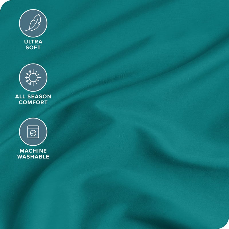 Bare Home Twin Extra Long Fitted Sheet - Extra Deep Pocket Fitted Sheet - Premium 1800 Microfiber - Ultra-Soft Wrinkle Free - Twin XL Deep Pocket Sheet (Twin XL - 11"" to 22"" Pocket  Emerald) - Image 2