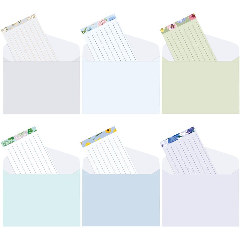 Geyee 200 Pieces Watercolor Stationary Paper and Envelopes Include 100 Lined Sheets and Envelopes, 5. 5 x 8. 25 Inch Double Sided Printing Letter Writing Paper with Mailers(Floral) - Image 4