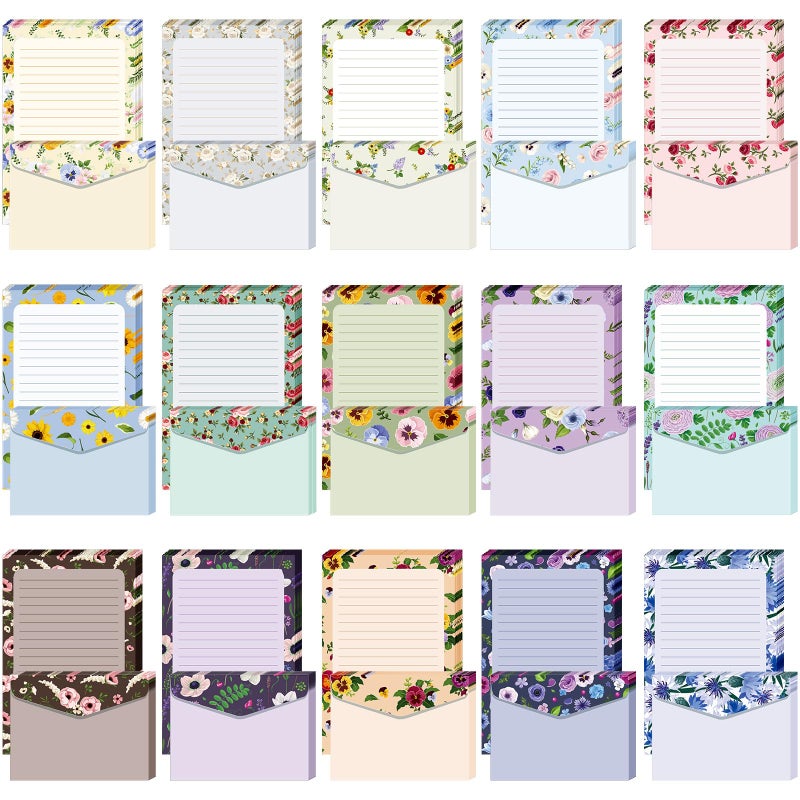 Geyee 200 Pieces Watercolor Stationary Paper and Envelopes Include 100 Lined Sheets and Envelopes, 5. 5 x 8. 25 Inch Double Sided Printing Letter Writing Paper with Mailers(Floral) - Image 1
