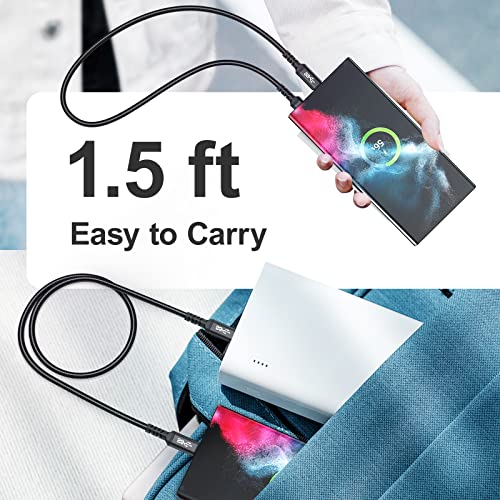 Besgoods Short USB C to USB C Cable, 1.5ft USB 3.0 Type C Charger Fast Charging 5Gbps Data Transfer Braided Cord Compatible with iPhone 17 16 15 Pro Max Galaxy S25 S24 S23 Ultra FE A16 A54-2Pack,Black - Image 4