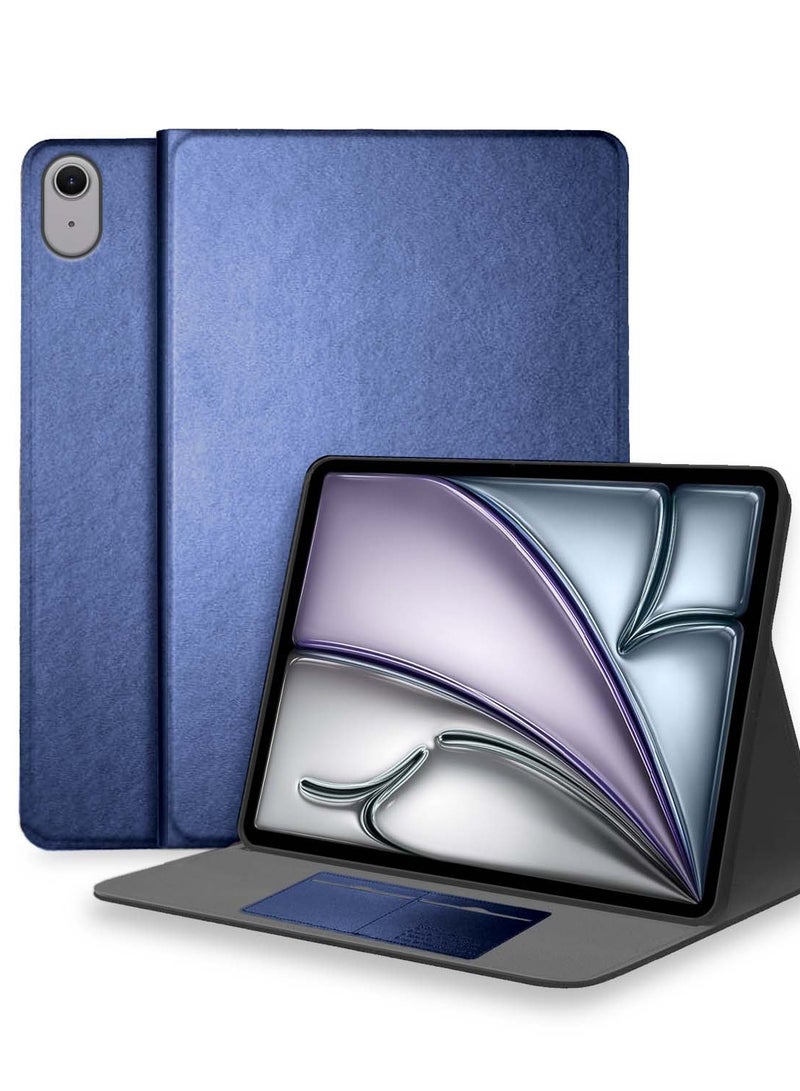 Cat - Cot PU Leather With Card Holder Flip Case Cover For Apple iPad Air 11 (iPad Air 6) 5G 2024 (6th Generation) 11 Inch Navy Blue - Image 1