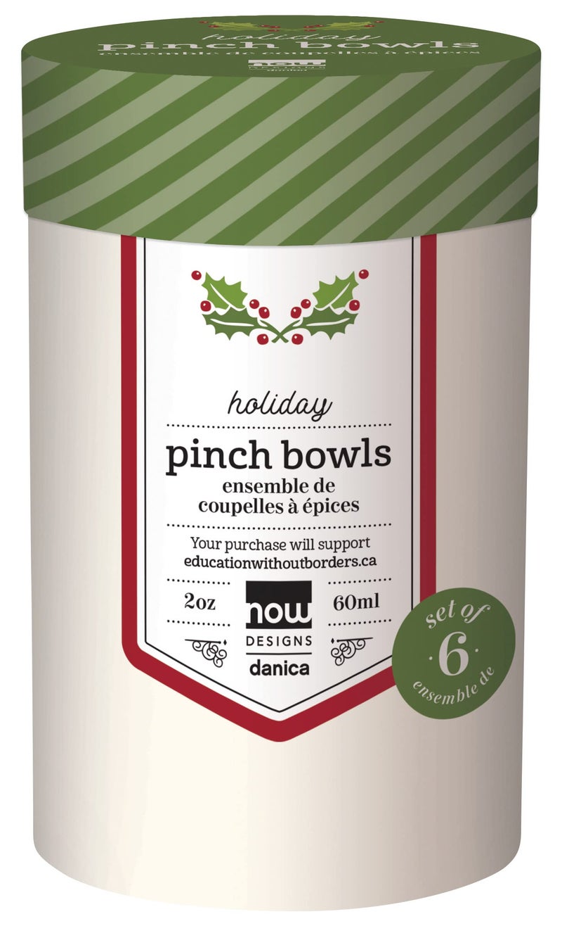 Now Designs Christmas Decor Ceramic Pinch Bowl Set  Soy Sauce Dish  Set of 6  2 oz - Image 3