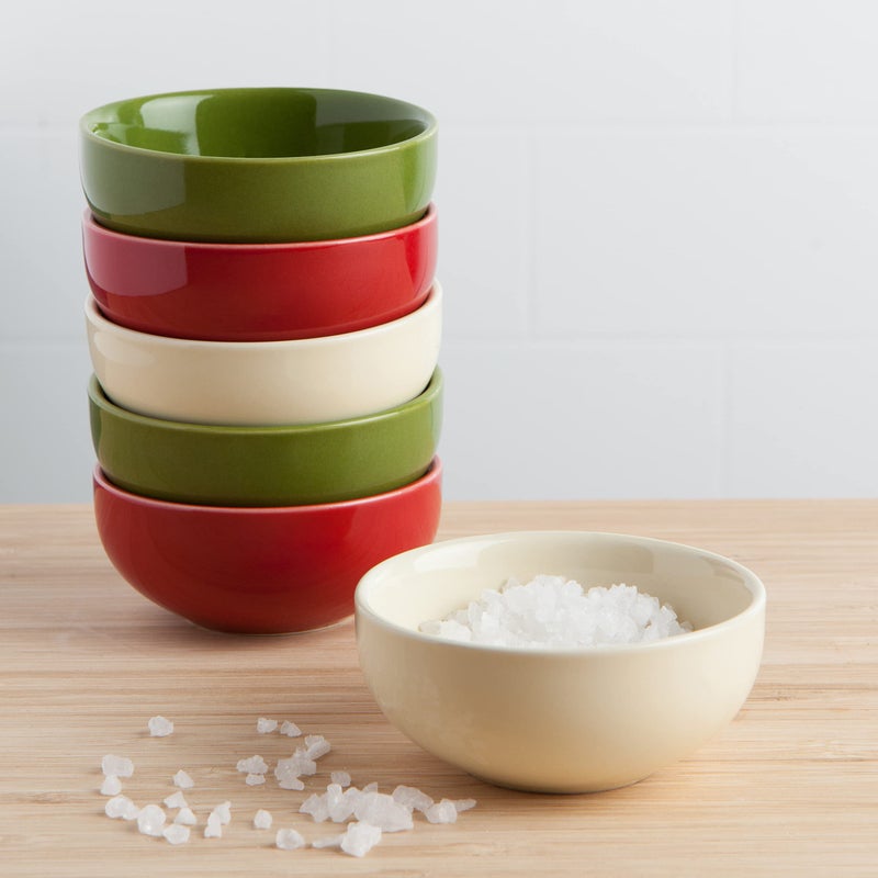 Now Designs Christmas Decor Ceramic Pinch Bowl Set  Soy Sauce Dish  Set of 6  2 oz - Image 2