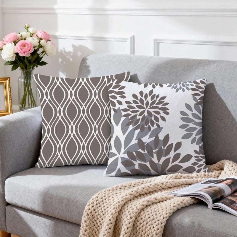 Hexagram Geometric Grey Pillow Covers 18x18 Set of 4, Decorative Outdoor Boho Modern Throw Pillow Covers, Home Sweet Home Farmhouse Cushion Case for Couch Sofa Bedroom Indoor Decor(No Insert) - Image 3