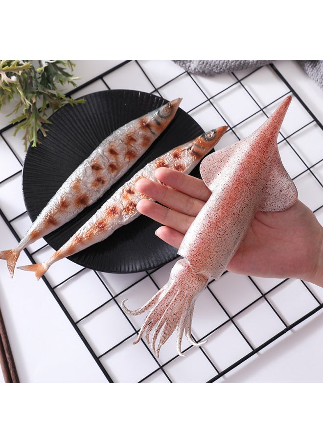 Generic - Simulation Autumn Sashimi Model Squid Beard Grilled Iron Plate Squid Small Octopus Props Octopus Squid Dried Grilled Fish-Color:Squid Whiskers-original Flavor (door Buckle)-Specifications:As Shown In The Picture Size - Image 1