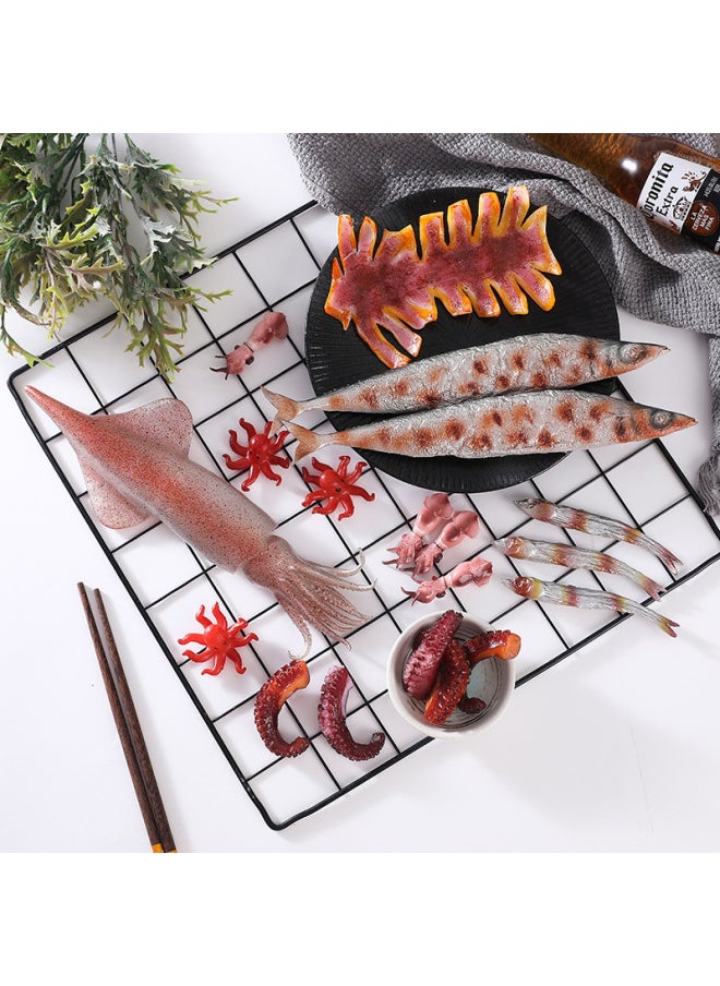 Generic - Simulation Autumn Sashimi Model Squid Beard Grilled Iron Plate Squid Small Octopus Props Octopus Squid Dried Grilled Fish-Color:Squid Whiskers-original Flavor (door Buckle)-Specifications:As Shown In The Picture Size - Image 1