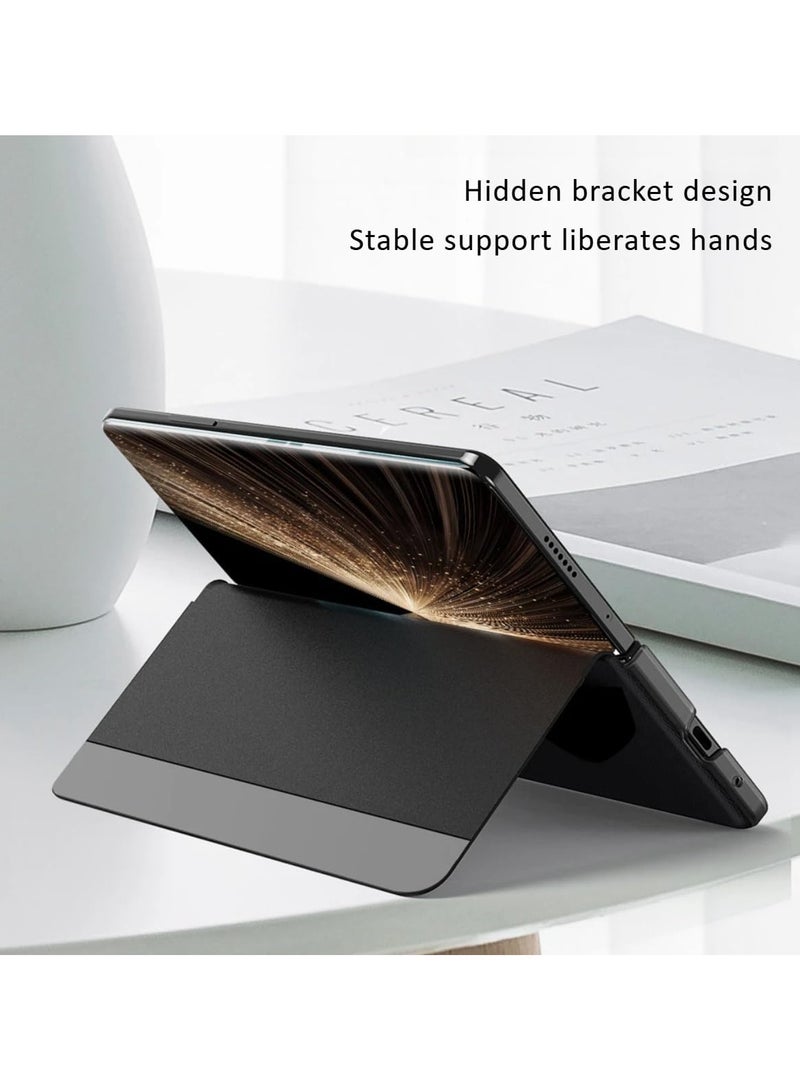 general Hard Leather Case Compatible Honor Magic V5 Case with Foldable Stand and Pen Holder, Smart Window Leather Shock and Drop Protection Case - Image 3
