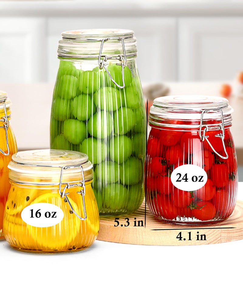 GMEPOCH 24 OZ Glass Jars With Clamp Lids Airtight Wide Mouth Storage Jars Sealed Canisters Food Containers For Kitchen Pantry Fruit Refrigerator Sugar Nuts Preserves Tea Coffee Beans 3 Set - Image 2