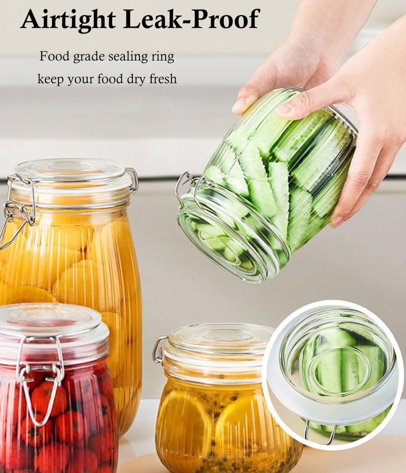 GMEPOCH 24 OZ Glass Jars With Clamp Lids Airtight Wide Mouth Storage Jars Sealed Canisters Food Containers For Kitchen Pantry Fruit Refrigerator Sugar Nuts Preserves Tea Coffee Beans 3 Set - Image 3