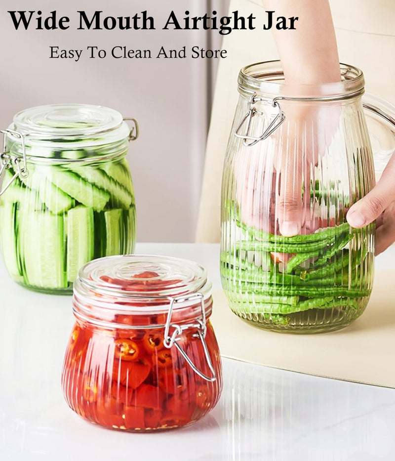 GMEPOCH 24 OZ Glass Jars With Clamp Lids Airtight Wide Mouth Storage Jars Sealed Canisters Food Containers For Kitchen Pantry Fruit Refrigerator Sugar Nuts Preserves Tea Coffee Beans 3 Set - Image 5