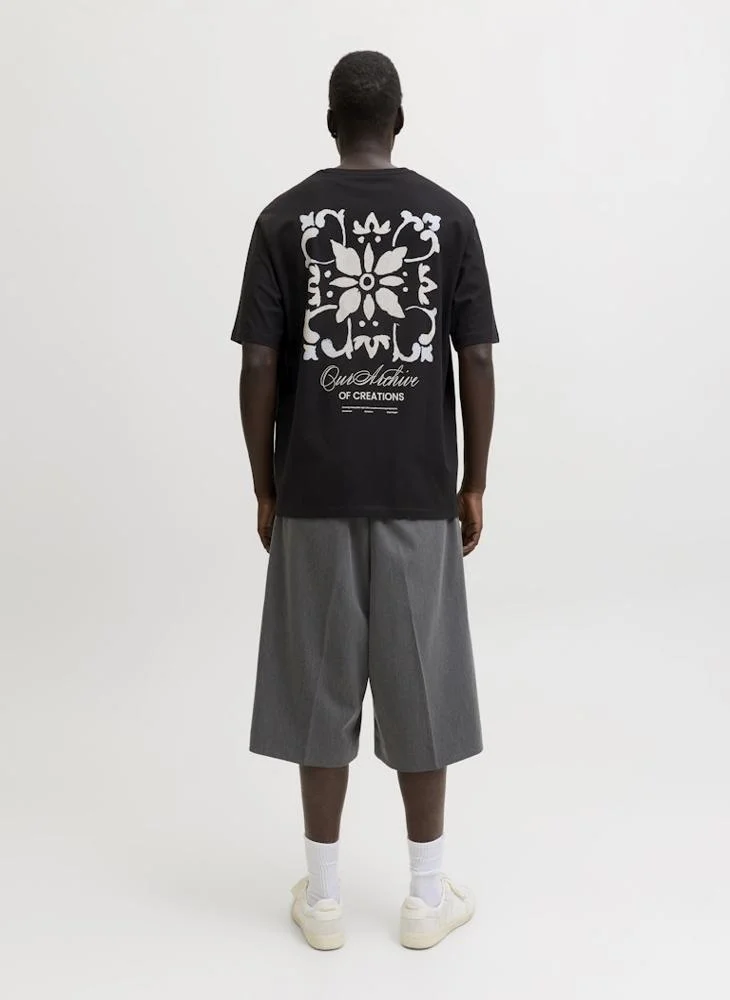 JACK & JONES Black JJART Print Loose fit T-shirt for Men | Best Price UAE