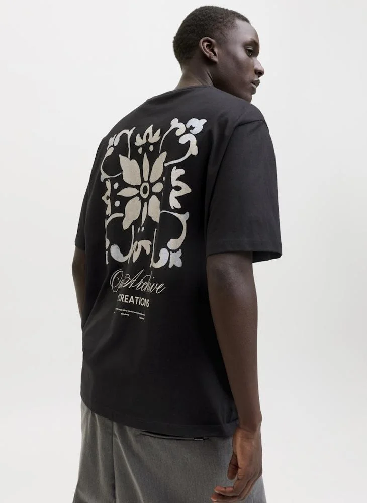 JACK & JONES Black JJART Print Loose fit T-shirt for Men | Best Price UAE