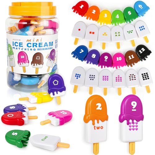 USATDD Numbers Learning Toys Number Popsicles Matching Toy Learning Numbers Patterns Preschool Learning Activities Montessori Toys for Kids - Image 1