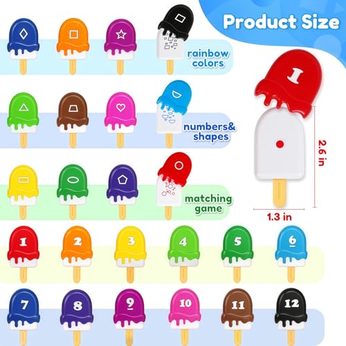 USATDD Numbers Learning Toys Number Popsicles Matching Toy Learning Numbers Patterns Preschool Learning Activities Montessori Toys for Kids - Image 5
