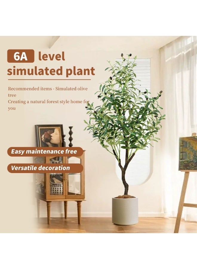 Imitation of real and fake green plants 160cm, decoration of olive trees, indoor potted plants, large floor to ceiling high-end, light luxury living room, fake trees, biomimetic plants - Image 1