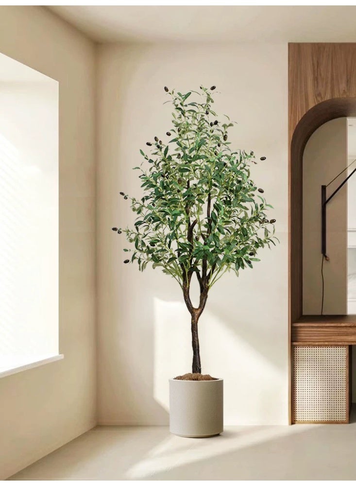 Imitation of real and fake green plants 160cm, decoration of olive trees, indoor potted plants, large floor to ceiling high-end, light luxury living room, fake trees, biomimetic plants - Image 2