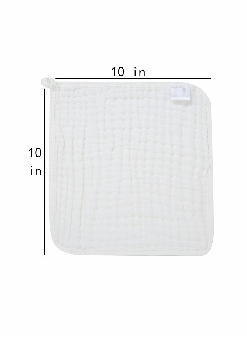 SYOSI - Baby Muslin Washcloths, Natural Purified Muslin Cotton Baby Wipes 6 Layer Absorbent Soft Newborn Baby Face Towel for Sensitive Skin, Baby Registry as Shower 5 Pack 10x10 inches - Image 1