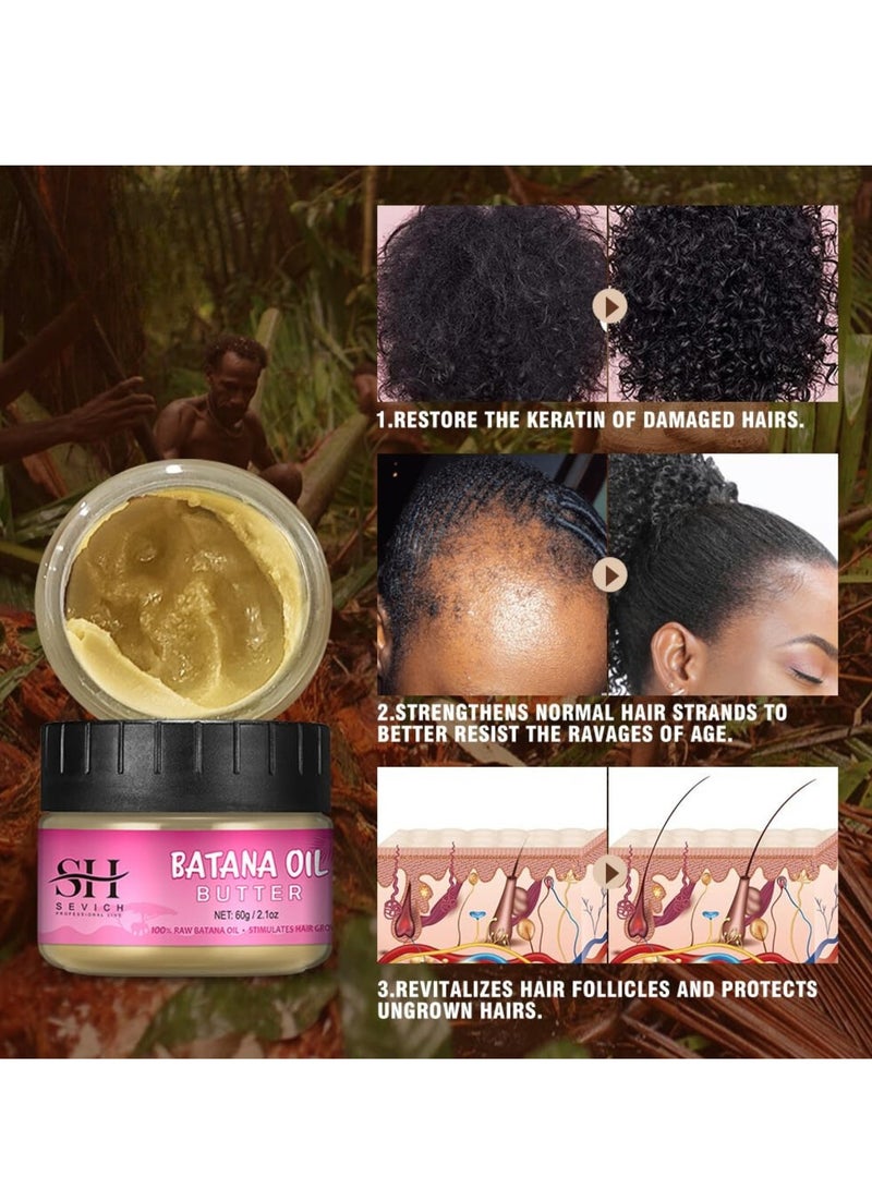 Sevich 60g Batana Oil Hair Butter for Hair Growth Pure 100% Raw Batana Oil for Hair Growth Organic Natural Hair Growth Oil Effective Against Hair Loss Promote Hair Regrowth Repair Damaged Hair - Image 4