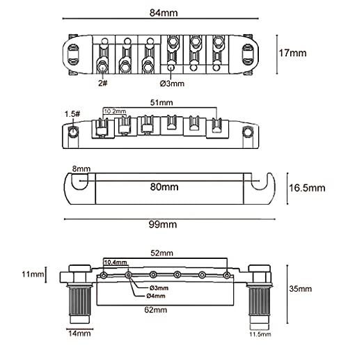 JD.Moon Roller Saddle Bridge ABR-1 Tune-o-matic Bridge Tailpiece Bridge For Les Paul Guitar (Chrome) - Image 3
