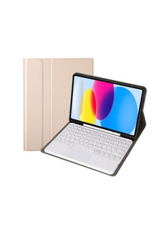 Generic Protective Case Wireless Keyboard For Ipad 10th Gen 10.9.7 Tablet Compatible Ipad Pro 11 Magnetic Suction Smart Control For 9-Color:Golden Leather Case + Round Key Cap Miaocontrol Keyboard-Applicable Model:ipad 10 Generation 10.9 2022 Edition  - Image 1