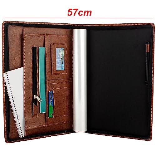 Asraw PU Faux Leather Deluxe B4 Size Document Holder 20 Leafs Zipper File Folder Organizer for Certificates, Marksheets, Degrees, Interview Portfolio, Important Papers (Brown, File Folder) - Image 3