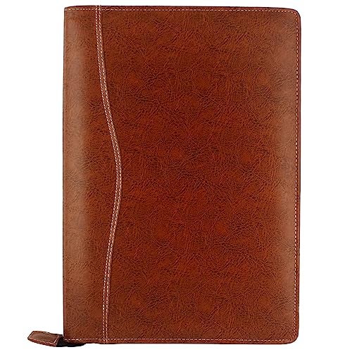 Asraw PU Faux Leather Deluxe B4 Size Document Holder 20 Leafs Zipper File Folder Organizer for Certificates, Marksheets, Degrees, Interview Portfolio, Important Papers (Brown, File Folder) - Image 1