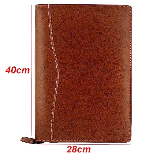 Asraw PU Faux Leather Deluxe B4 Size Document Holder 20 Leafs Zipper File Folder Organizer for Certificates, Marksheets, Degrees, Interview Portfolio, Important Papers (Brown, File Folder) - Image 5