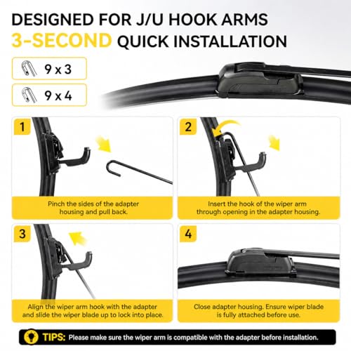 DOG TAIL DOGTAIL 26"+ 24" Wiper Blades for Honda Pilot 2016-2025 Honda Passport 2019-2025 Ridgeline 2017-2025, Premium All Season Automotive Replacement OEM Windshield Wiper Blades for My Car J-Hook - Image 2