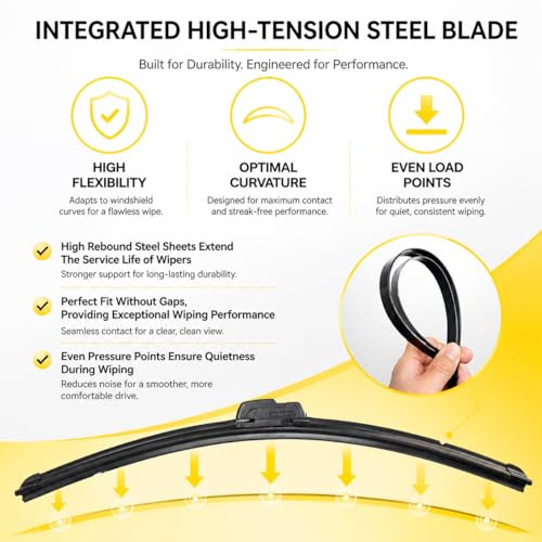 DOG TAIL DOGTAIL 26"+ 24" Wiper Blades for Honda Pilot 2016-2025 Honda Passport 2019-2025 Ridgeline 2017-2025, Premium All Season Automotive Replacement OEM Windshield Wiper Blades for My Car J-Hook - Image 4