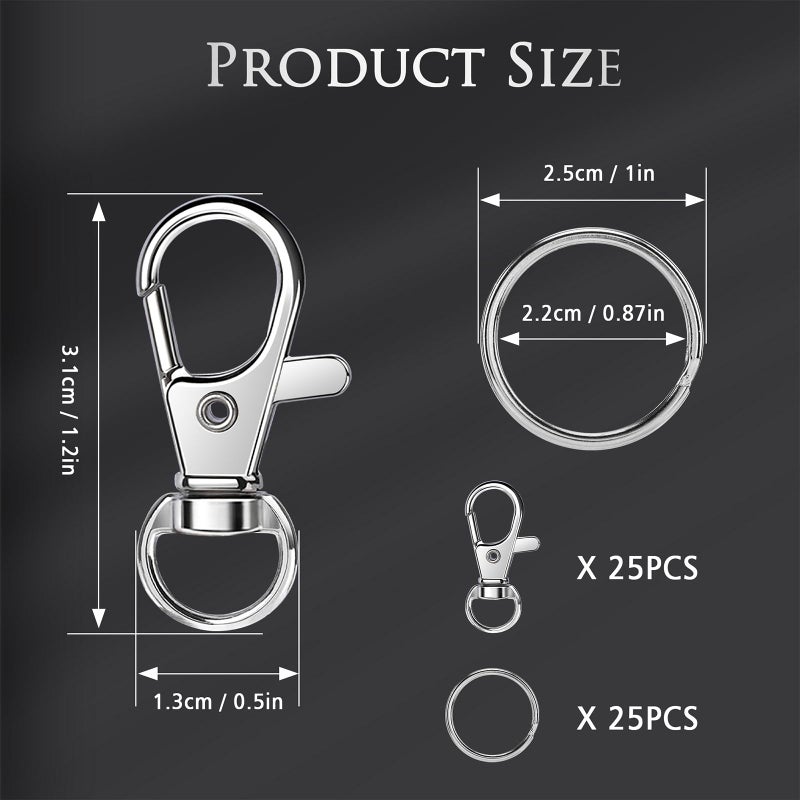 Bonison 50 PCS Keychain Making Kit with Lobster Claw Clasps & Key Rings â€“ Keychain Clip with Key Ring Craft Supplies for DIY Keychains, Jewelry & Lanyard Projects - Image 2