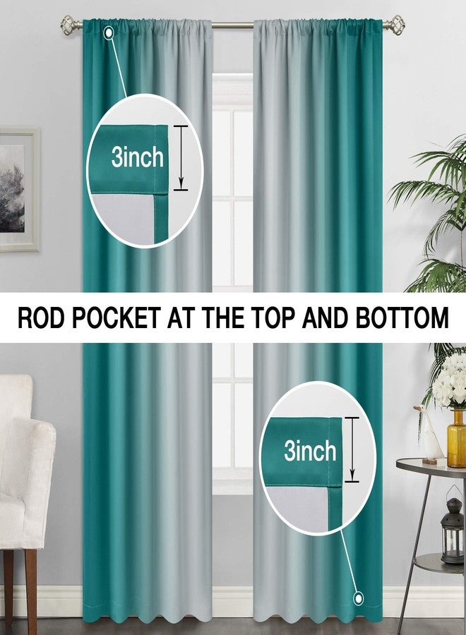 SimpleHome ستائر SimpleHome أومبريه لتعتيم غرفة المعيشة، ستائر عازلة للحرارة بجيب للعمود، تدرج لوني من الأزرق المخضر إلى الأبيض الرمادي، ستائر نوافذ لغرفة النوم، قطعتان، طول 52 × 84 بوصة - Image 2