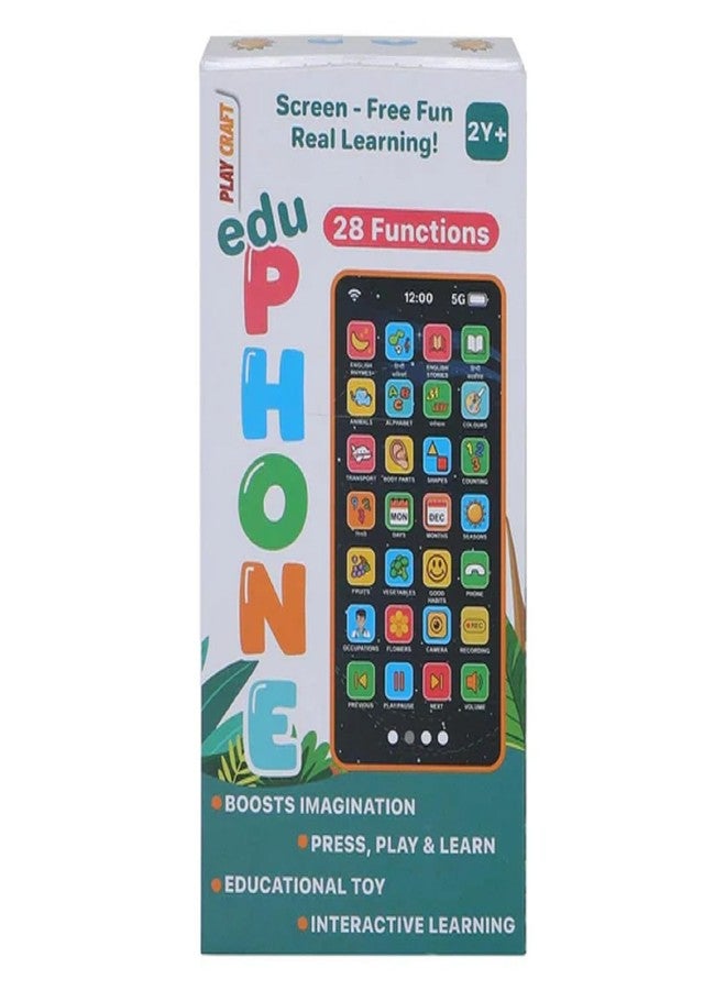KTRS Enterprise EduPhone Educational Type-C Rechargeable Musical Toy 28 Functions, Alphabet, Numbers, Varnmala, Animal Sounds, Nursery Rhymes in English & Hindi for Age 2 Years to 10 Years - Image 3