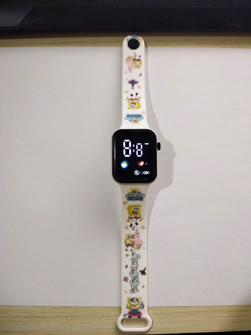 New Cartoon Earth Print LED Watch for Kids SpongeBob SquarePants 