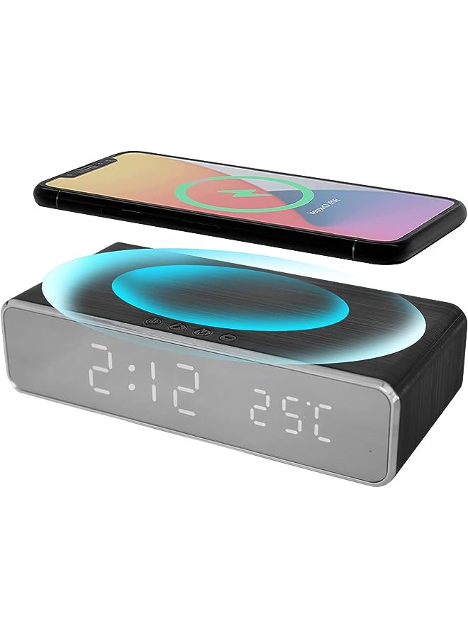 Raxoom Charging Digital Alarm Clock, 10W Fast Charger Alarm Clock for Smart Phone, Snooze Mode, Temperature Detect, 0-100% Adjustable Brightness Dimmer, Sleep Timer for Bedroom Bedside Office Table - Image 1