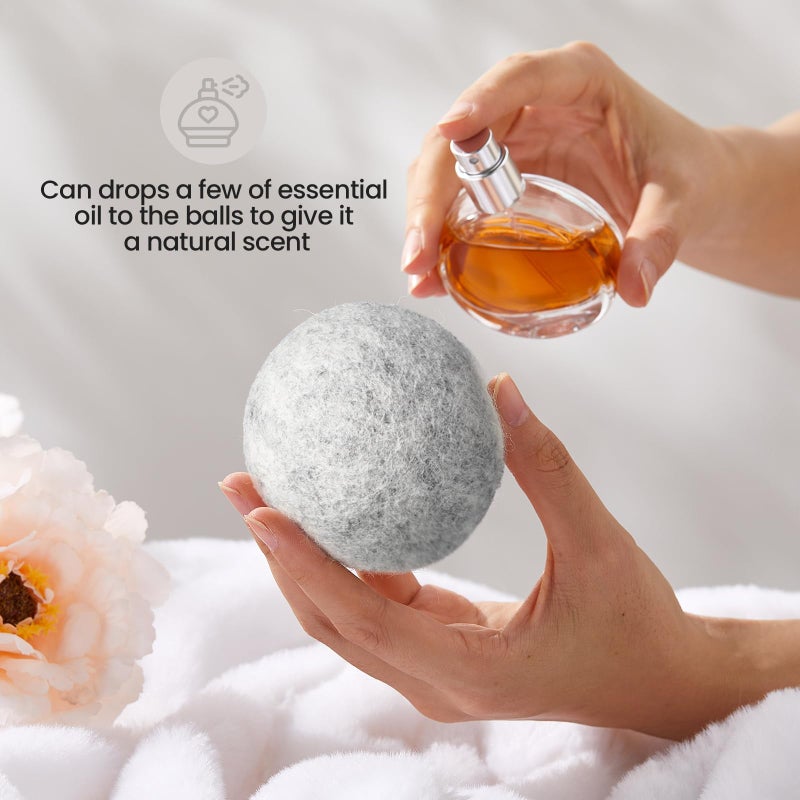Kenning 26 Pieces Wool Dryer Balls Set, 24 Reusable Dryer Balls with 2 Muslin Bags Fabric Softener for Clothes Laundry Anti Wrinkle Anti Static Saving Energy and Time(Gray) - Image 4