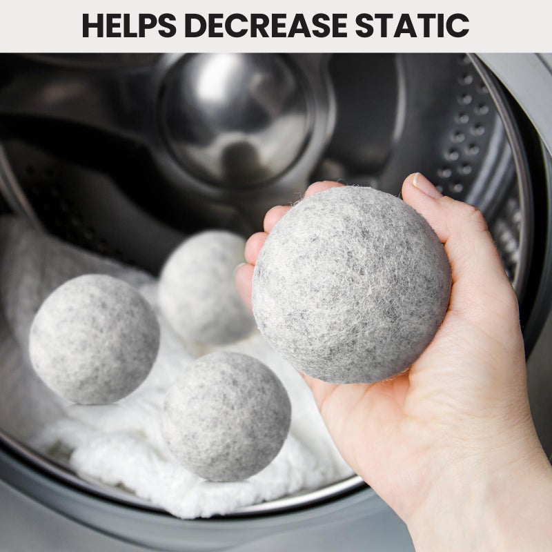 Kenning 26 Pieces Wool Dryer Balls Set, 24 Reusable Dryer Balls with 2 Muslin Bags Fabric Softener for Clothes Laundry Anti Wrinkle Anti Static Saving Energy and Time(Gray) - Image 5