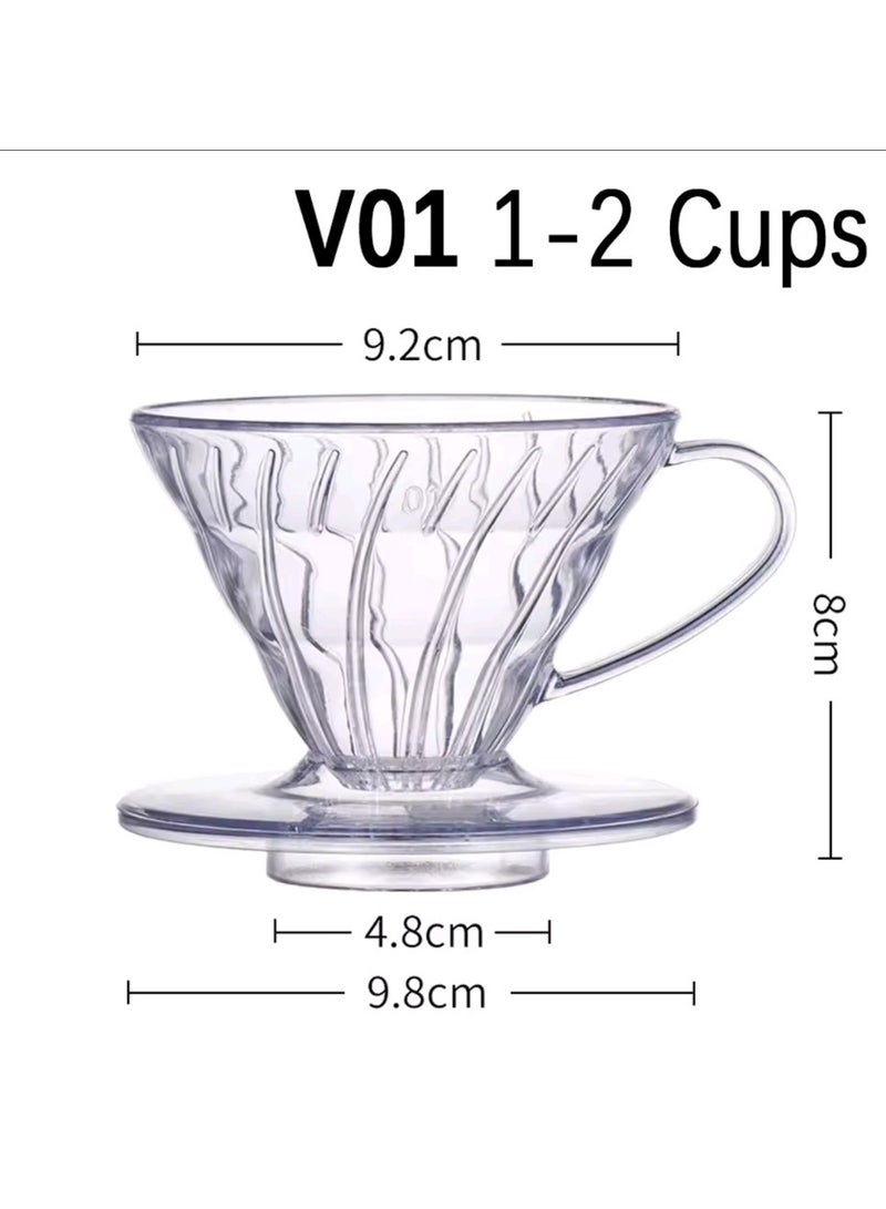 دريبر تحضير القهوة V60 مقاس 01 لتحضير  1–2 كوب من الأكريليك الشفاف – لتحضير القهوة المقطرة بسهولة - Image 2